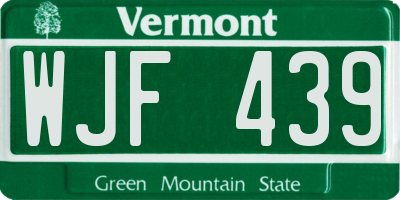 VT license plate WJF439