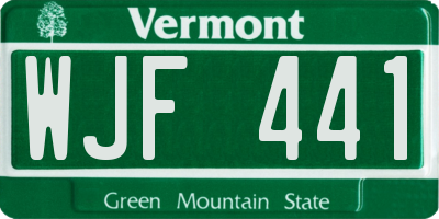 VT license plate WJF441