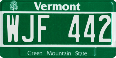 VT license plate WJF442