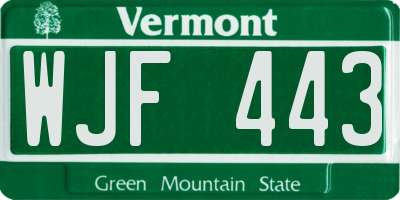 VT license plate WJF443
