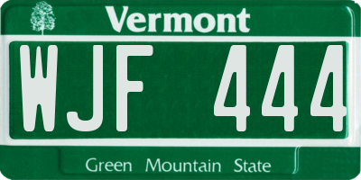 VT license plate WJF444