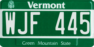 VT license plate WJF445