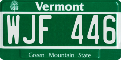 VT license plate WJF446
