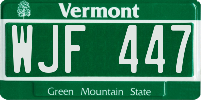 VT license plate WJF447