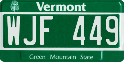 VT license plate WJF449