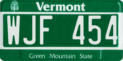 VT license plate WJF454