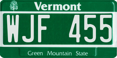 VT license plate WJF455