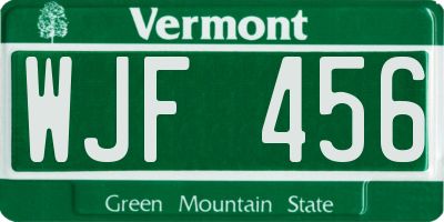 VT license plate WJF456
