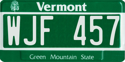 VT license plate WJF457