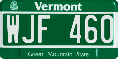 VT license plate WJF460