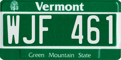 VT license plate WJF461