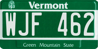 VT license plate WJF462