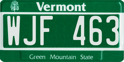 VT license plate WJF463