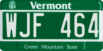 VT license plate WJF464