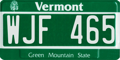 VT license plate WJF465
