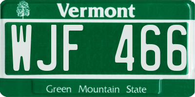 VT license plate WJF466
