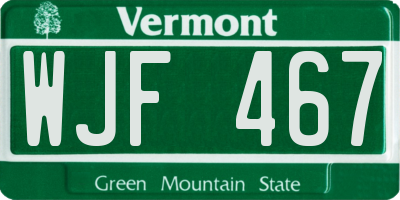 VT license plate WJF467