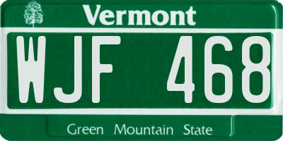 VT license plate WJF468
