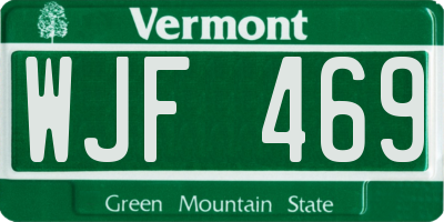 VT license plate WJF469