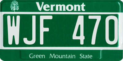 VT license plate WJF470