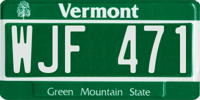 VT license plate WJF471