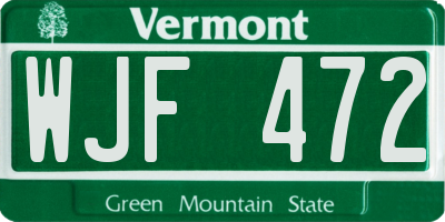 VT license plate WJF472