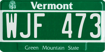 VT license plate WJF473