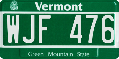 VT license plate WJF476