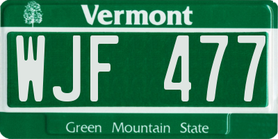 VT license plate WJF477