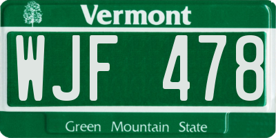 VT license plate WJF478