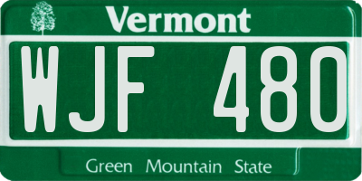 VT license plate WJF480