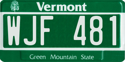 VT license plate WJF481