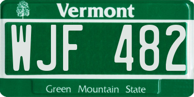 VT license plate WJF482