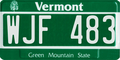 VT license plate WJF483