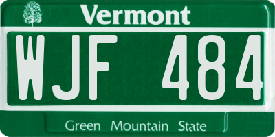 VT license plate WJF484