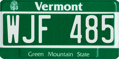 VT license plate WJF485
