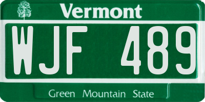 VT license plate WJF489