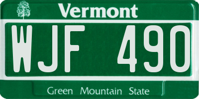 VT license plate WJF490