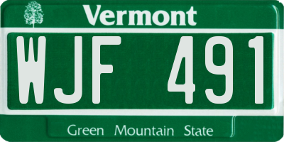 VT license plate WJF491