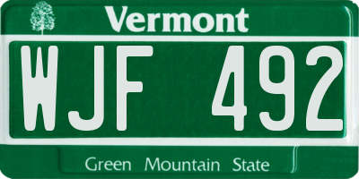 VT license plate WJF492