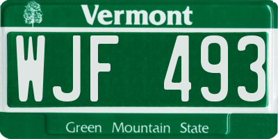 VT license plate WJF493
