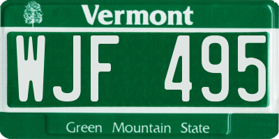 VT license plate WJF495