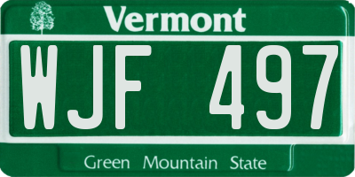 VT license plate WJF497