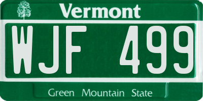 VT license plate WJF499