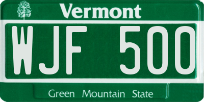 VT license plate WJF500
