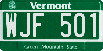 VT license plate WJF501
