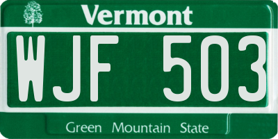 VT license plate WJF503