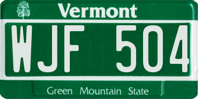 VT license plate WJF504