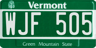 VT license plate WJF505
