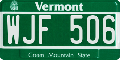 VT license plate WJF506